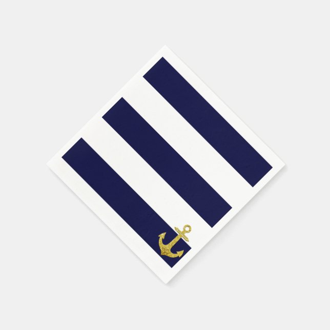 Gold anchor nautical stripes napkin (Corner)