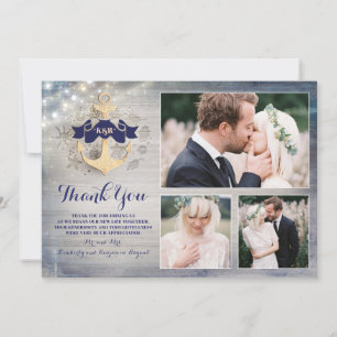 Gold Anchor Nautical Wedding Thank You Photo