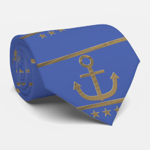 gold anchor on blue background tie
