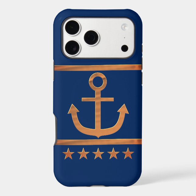 gold anchor on navy blue background (Back)