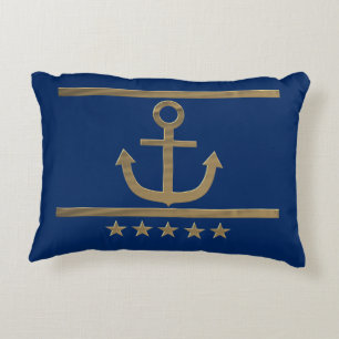 gold anchor on navy blue background decorative cushion
