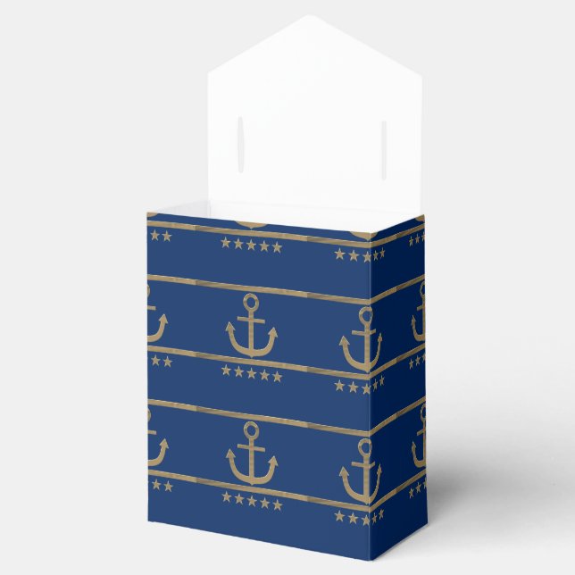 gold anchor on navy blue background favour box (Opened)