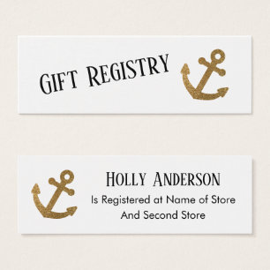 Gold Anchor Simple Nautical Gift Registry Cards
