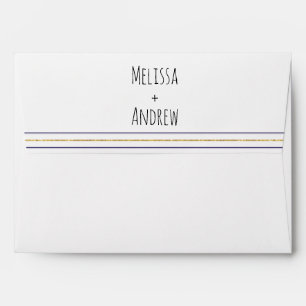 Gold anchor & stripes navy blue nautical wedding envelopes
