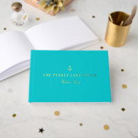 Gold Anchor Turquoise Nautical Visitor Log