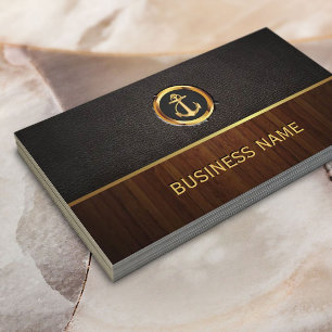 Gold Anchor Wood & Leather Business Card