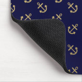 Gold Anchors Navy Blue Background Pattern Mouse Pad (Corner)