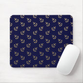 Gold Anchors Navy Blue Background Pattern Mouse Pad (With Mouse)