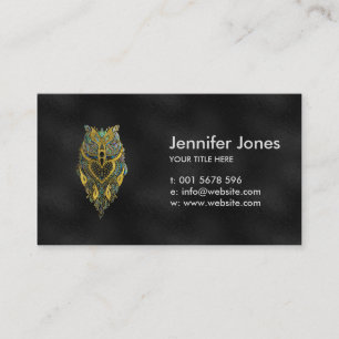 Gold and Abalone Tribal Owl Business Card