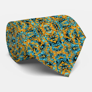 GOLD AND AQUA ITALIAN BAROQUE PRINT MEN'S TIE