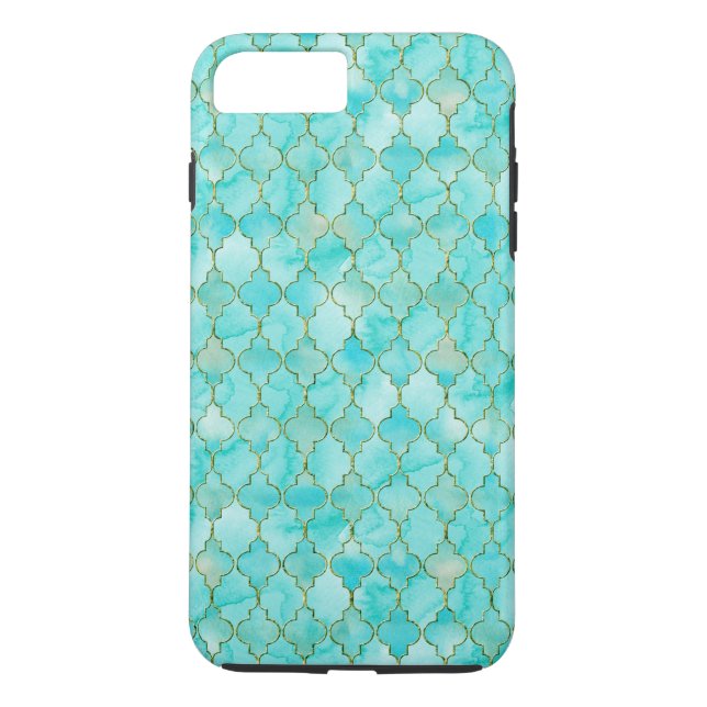 Gold and Aqua Maroccan pattern Case-Mate iPhone Case (Back)