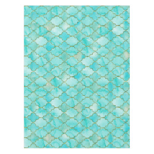 Gold and Aqua Maroccan pattern Tablecloth