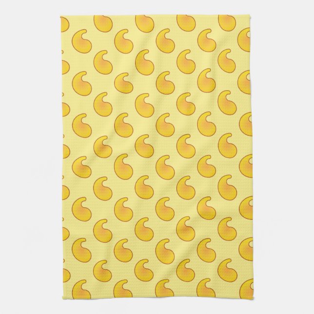 Gold and banana yellow paisley tea towel (Vertical)