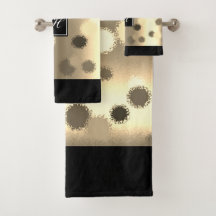 Gold and Beige Abstract Spheres Bath Towel Set
