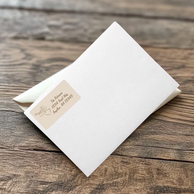 Gold and Beige Angel Return Address  Label (Elegant Anger Return Address Label )