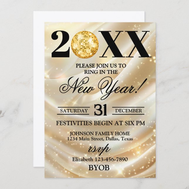 Gold and Black 2026 New Years Eve Party Invitation (Front/Back)