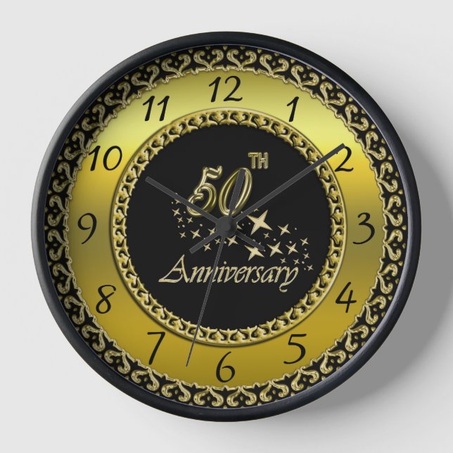 Gold and black 50th Anniversary Celebration Clock (Front)