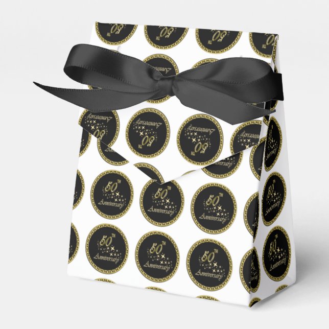 Gold and black 50th Anniversary Celebration Favour Box (Front Side)