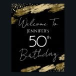 Gold and Black 50th Birthday Celebration Poster<br><div class="desc">black and gold 50th birthday party sign</div>