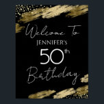 Gold and Black 50th Birthday Celebration Poster<br><div class="desc">black and gold 50th birthday party sign</div>