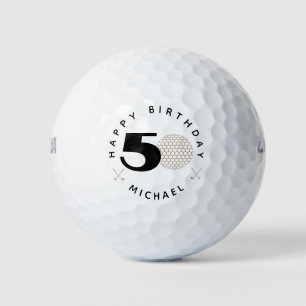 Gold And Black 50th birthday Golf Balls 