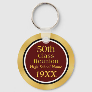 Gold and Black 50th Class Reunion Gift Ideas Key Ring