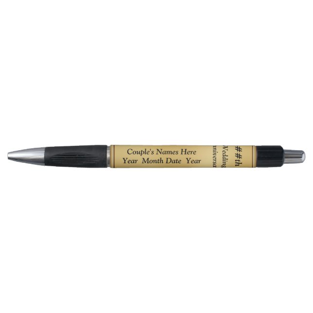 Gold and Black 50th Wedding Anniversary Pens Gifts (Front)