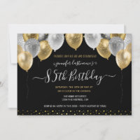 Gold and Black 85th Birthday Invitation