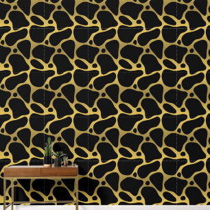 Gold and Black Abstract Zebra Pattern Wallpaper