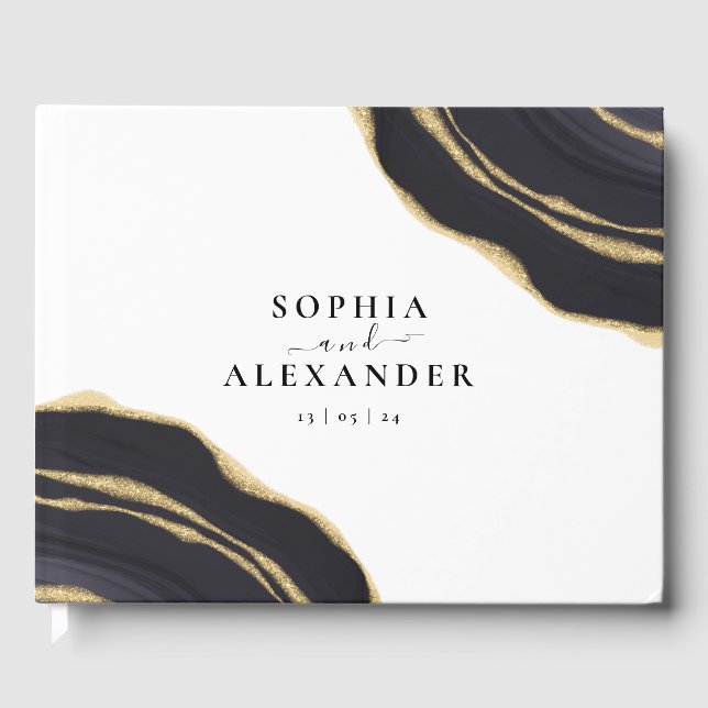 Gold and black agate  guest book (Front)