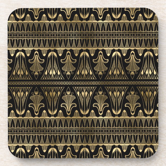 Gold and Black Art Deco Coaster (Front)