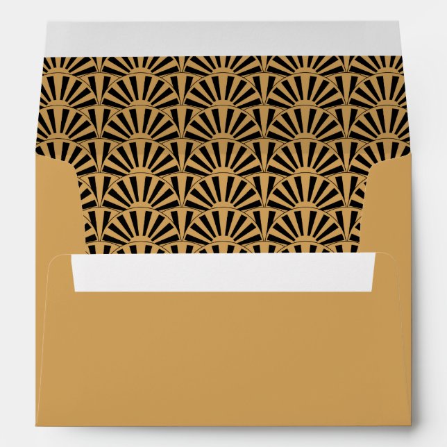 Gold and Black Art Deco Fan Flower Motif Envelopes (Back (Bottom))