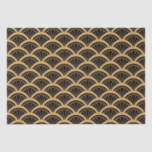 Gold and Black Art Deco Fan Flower Pattern Tissue Paper