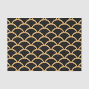 Gold and Black Art Deco Fish Scale Pattern  Tissue Paper