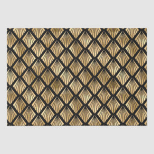 Gold and Black Art Deco Geometric Fan Tissue Paper