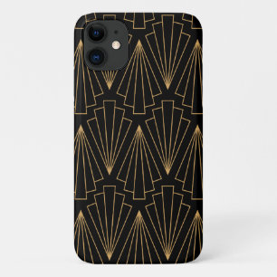 Gold and Black Art Deco Pattern iPhone 11 Case