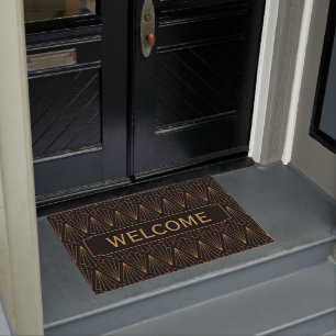 Gold and Black Art Deco Pattern Doormat