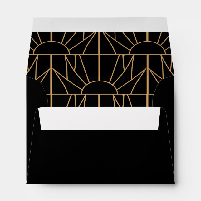 Gold and Black Art Deco Pattern Envelope (Back (Bottom))