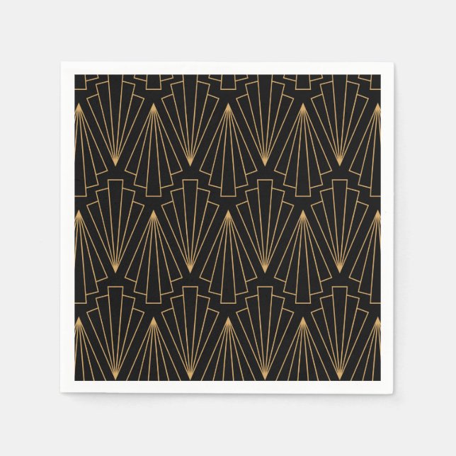 Gold and Black Art Deco Pattern Napkin (Front)