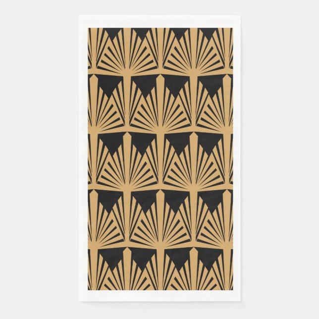 Gold and Black Art Deco Pattern Napkin (Front)