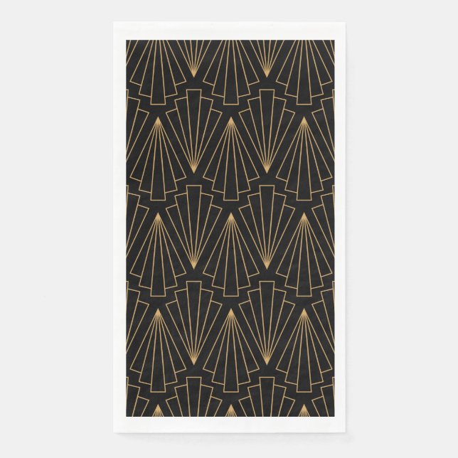 Gold and Black Art Deco Pattern Napkin (Front)