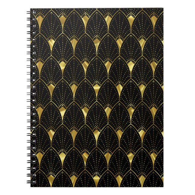 Gold and Black Art Deco Pattern Notebook (Front)