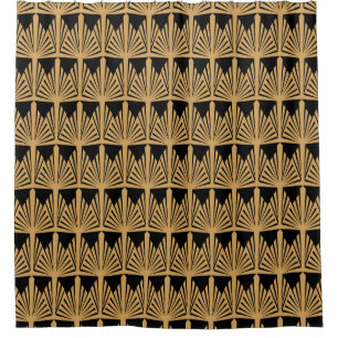 Gold and Black Art Deco Pattern Shower Curtain