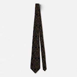Gold and Black Art Deco Pattern Tie