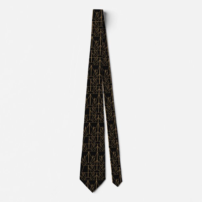 Gold and Black Art Deco Pattern Tie (Front)