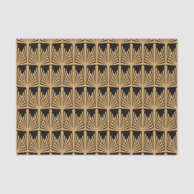 Gold and Black Art Deco Pattern Tissue Paper (Front)
