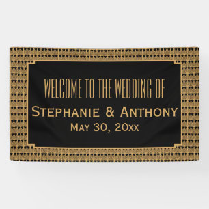 Gold and Black Art Deco Pattern Wedding  Banner