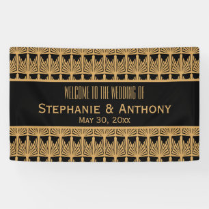 Gold and Black Art Deco Pattern Wedding Banner