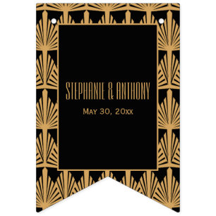 Gold and Black Art Deco Pattern Wedding Bunting