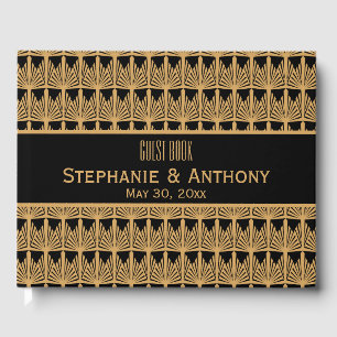 Gold and Black Art Deco Pattern Wedding Guest Book